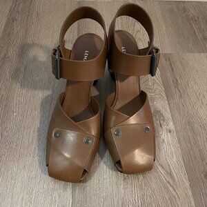 NEW Lemaire Leather Brown Heeled Sandals 39